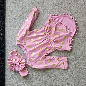 Pink & Gold Onesie w/ Headband
